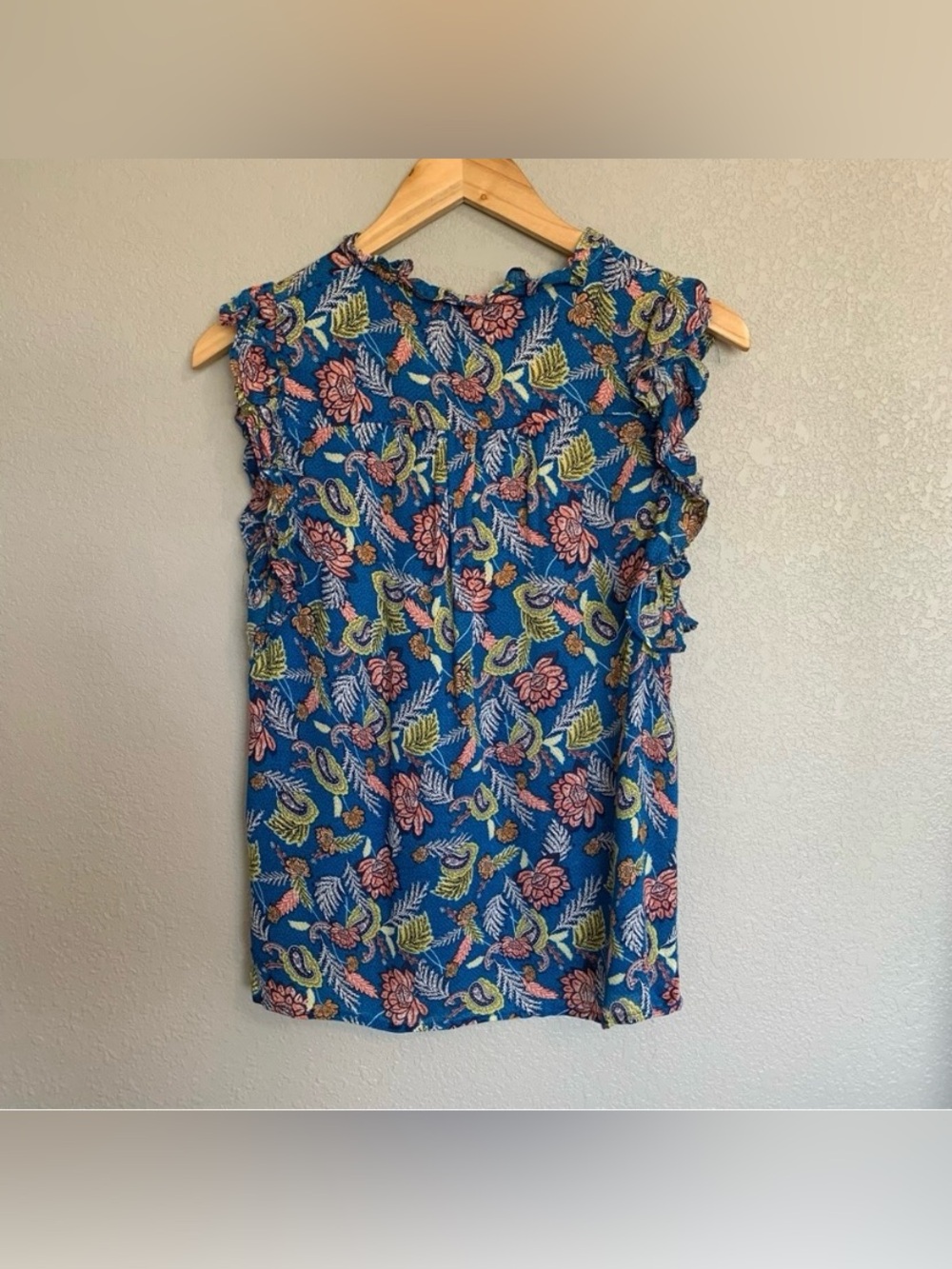 Knox Rose Blue Floral Sleeveless Blouse Top Size XS Bohemian Hippie NWT - Picture 9 of 17